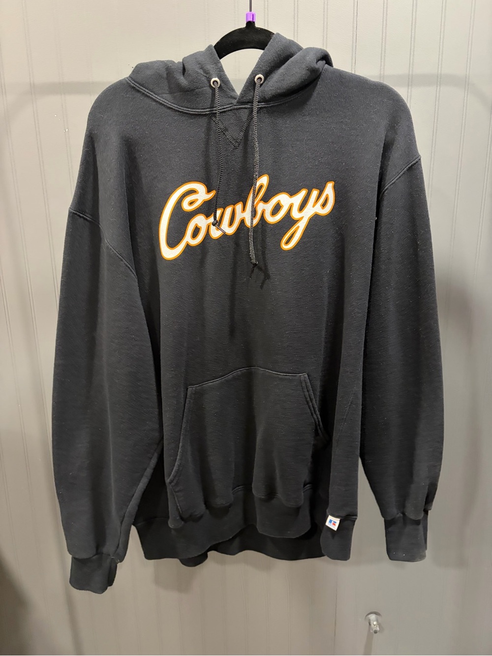 Russell OSU Black Hooded Pullover with Script